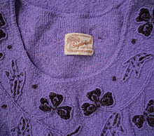 Load image into Gallery viewer, 50s SNYDERKNIT LAVENDER BOUCLE KNIT WIGGLE DRESS WITH BEADED NECKLINE - XS-S