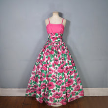 Load image into Gallery viewer, 50s JEAN ALLEN FULL SKIRTED FLORAL PARTY GOWN / DRESS WITH HOOP PETTICOAT - XS-S
