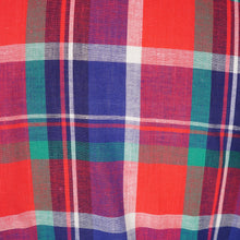 Load image into Gallery viewer, 50s COLOURED BLUE AND RED PLAID DRESS WITH CONTRAST COLLAR AND BIB - M
