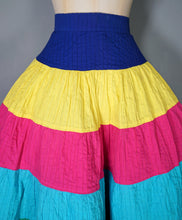 Load image into Gallery viewer, 60s 70s PINTUCKED COTTON RAINBOW COLOURBLOCK FULL SKIRT BY MEXICANA SLOANE ST - 27"