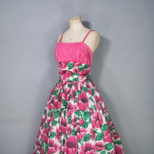 Load image into Gallery viewer, 50s JEAN ALLEN FULL SKIRTED FLORAL PARTY GOWN / DRESS WITH HOOP PETTICOAT - XS-S