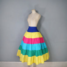 Load image into Gallery viewer, 60s 70s PINTUCKED COTTON RAINBOW COLOURBLOCK FULL SKIRT BY MEXICANA SLOANE ST - 27"