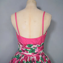 Load image into Gallery viewer, 50s JEAN ALLEN FULL SKIRTED FLORAL PARTY GOWN / DRESS WITH HOOP PETTICOAT - XS-S