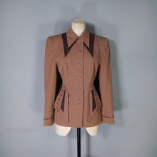 Load image into Gallery viewer, 40s ELITE HAND TAILORED BROWN COLOURBLOCK FITTED JACKET - XS-S