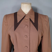 Load image into Gallery viewer, 40s ELITE HAND TAILORED BROWN COLOURBLOCK FITTED JACKET - XS-S