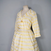 Load image into Gallery viewer, 60s RHONA ROY YELLOW WOVEN STRIPE COTTON SHIRT DRESS - S-M