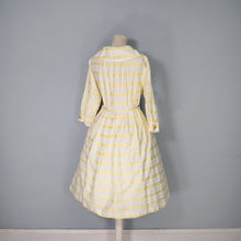 Load image into Gallery viewer, 60s RHONA ROY YELLOW WOVEN STRIPE COTTON SHIRT DRESS - S-M