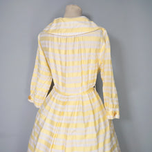 Load image into Gallery viewer, 60s RHONA ROY YELLOW WOVEN STRIPE COTTON SHIRT DRESS - S-M
