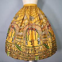 Load image into Gallery viewer, 50s RARE SAUL STEINBERG YELLOW NOVELTY OPERA PRINT FULL COTTON SKIRT - 26&quot;