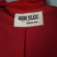 Load image into Gallery viewer, 40s QUINN MAAHS SOFT RED VELVETY STRONG SHOULDERED CAPED SWING COAT - L
