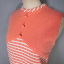 Load image into Gallery viewer, 60s PEACHY PINK AND CREAM STRIPE MOD SHIFT DRESS - S