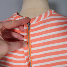 Load image into Gallery viewer, 60s PEACHY PINK AND CREAM STRIPE MOD SHIFT DRESS - S