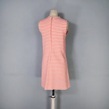 Load image into Gallery viewer, 60s PEACHY PINK AND CREAM STRIPE MOD SHIFT DRESS - S