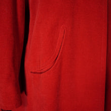 Load image into Gallery viewer, 40s QUINN MAAHS SOFT RED VELVETY STRONG SHOULDERED CAPED SWING COAT - L