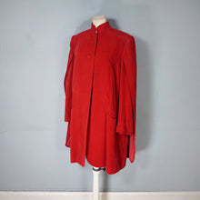 Load image into Gallery viewer, 40s QUINN MAAHS SOFT RED VELVETY STRONG SHOULDERED CAPED SWING COAT - L