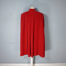 Load image into Gallery viewer, 40s QUINN MAAHS SOFT RED VELVETY STRONG SHOULDERED CAPED SWING COAT - L