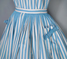 Load image into Gallery viewer, 50s 60s BERKERTEX CONTIENTALS SUMMER STRIPE 3 PIECE ROMPER, SKIRT AND BOLERO SET - XS