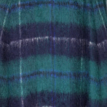 Load image into Gallery viewer, 70s DARK GREEN AND BLACK PLAID MOHAIR LONG CAPE COAT WITH BELT - M