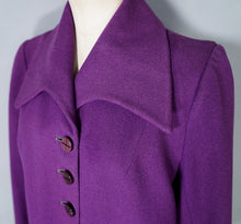Load image into Gallery viewer, 60s does 40s HANDMADE PURPLE SWING JACKET WITH BIG COLLAR - S-M