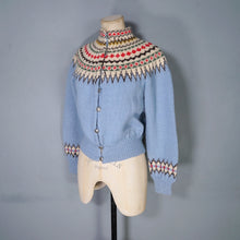 Load image into Gallery viewer, 60s 70s LIGHT BLUE WOOL NORWEGIAN / SCANDIC FAIRISLE CARDIGAN - S