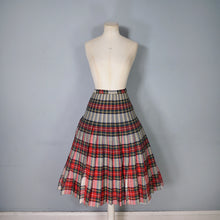 Load image into Gallery viewer, 60s &quot;THE 2 WAY SKIRT&quot; RED TARTAN REVERSIBLE PLEATED WOOL SKIRT - 25-26&quot;