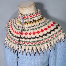 Load image into Gallery viewer, 60s 70s LIGHT BLUE WOOL NORWEGIAN / SCANDIC FAIRISLE CARDIGAN - S