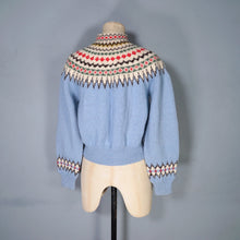 Load image into Gallery viewer, 60s 70s LIGHT BLUE WOOL NORWEGIAN / SCANDIC FAIRISLE CARDIGAN - S