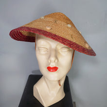 Load image into Gallery viewer, 50s STRAW CONICAL PLATTER HOLIDAY / SUMMER SUN HAT