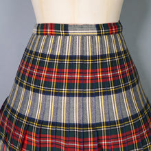 Load image into Gallery viewer, 60s &quot;THE 2 WAY SKIRT&quot; RED TARTAN REVERSIBLE PLEATED WOOL SKIRT - 25-26&quot;