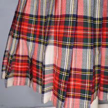 Load image into Gallery viewer, 60s &quot;THE 2 WAY SKIRT&quot; RED TARTAN REVERSIBLE PLEATED WOOL SKIRT - 25-26&quot;