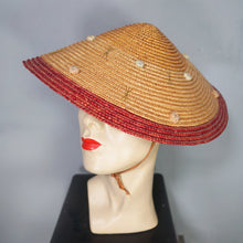 Load image into Gallery viewer, 50s STRAW CONICAL PLATTER HOLIDAY / SUMMER SUN HAT