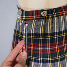 Load image into Gallery viewer, 60s &quot;THE 2 WAY SKIRT&quot; RED TARTAN REVERSIBLE PLEATED WOOL SKIRT - 25-26&quot;