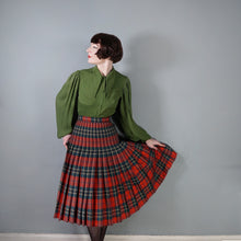 Load image into Gallery viewer, 70s THE SCOTCH HOUSE REVERSIBLE TARTAN RED AND GREEN PLEATED WOOL SKIRT - 27"