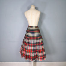Load image into Gallery viewer, 60s &quot;THE 2 WAY SKIRT&quot; RED TARTAN REVERSIBLE PLEATED WOOL SKIRT - 25-26&quot;