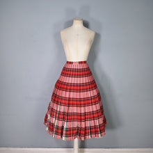 Load image into Gallery viewer, 60s &quot;THE 2 WAY SKIRT&quot; RED TARTAN REVERSIBLE PLEATED WOOL SKIRT - 25-26&quot;