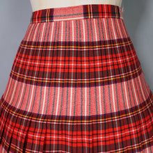 Load image into Gallery viewer, 60s &quot;THE 2 WAY SKIRT&quot; RED TARTAN REVERSIBLE PLEATED WOOL SKIRT - 25-26&quot;