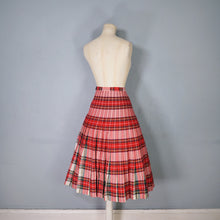 Load image into Gallery viewer, 60s &quot;THE 2 WAY SKIRT&quot; RED TARTAN REVERSIBLE PLEATED WOOL SKIRT - 25-26&quot;