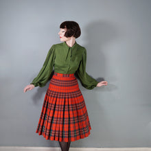 Load image into Gallery viewer, 70s THE SCOTCH HOUSE REVERSIBLE TARTAN RED AND GREEN PLEATED WOOL SKIRT - 27"