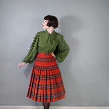 Load image into Gallery viewer, 70s THE SCOTCH HOUSE REVERSIBLE TARTAN RED AND GREEN PLEATED WOOL SKIRT - 27"