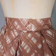 Load image into Gallery viewer, 50s BROWN WITH YELLOW AND ORANGE FLOWER PRINT FULL COTTON SKIRT - 30"