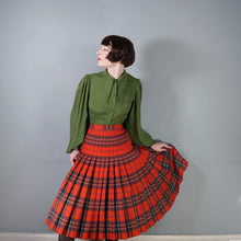 Load image into Gallery viewer, 70s THE SCOTCH HOUSE REVERSIBLE TARTAN RED AND GREEN PLEATED WOOL SKIRT - 27"