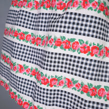 Load image into Gallery viewer, 50s GINGHAM CHECK AND RED-PINK FLORAL PRINT DAY DRESS - XS