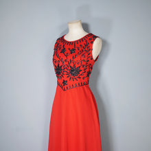 Load image into Gallery viewer, 60s RED DRESS WITH SILVER AND BLACK SOUTACHE EMBELLISHMENT - S