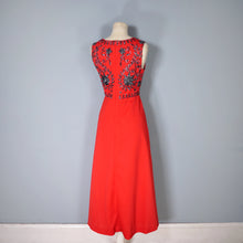 Load image into Gallery viewer, 60s RED DRESS WITH SILVER AND BLACK SOUTACHE EMBELLISHMENT - S