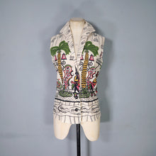 Load image into Gallery viewer, 50s FABRIC HANDMADE SAUL STEINBERG NOVELTY PRINT COTTON SHIRT - S