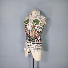 Load image into Gallery viewer, 50s FABRIC HANDMADE SAUL STEINBERG NOVELTY PRINT COTTON SHIRT - S