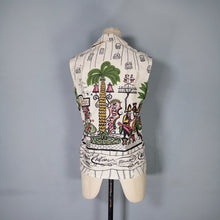 Load image into Gallery viewer, 50s FABRIC HANDMADE SAUL STEINBERG NOVELTY PRINT COTTON SHIRT - S