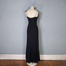 Load image into Gallery viewer, 60s/70s RADLEY BLACK MOSS CREPE STRAPPY MAXI DRESS WITH LACE TRIM - XS