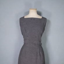 Load image into Gallery viewer, 60s KITTY COPELAND GREY FITTED PENCIL DRESS WITH DETATCHABLE CAPE - S