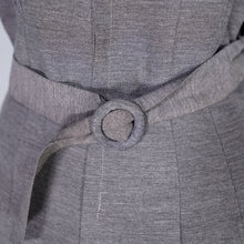 Load image into Gallery viewer, 60s KITTY COPELAND GREY FITTED PENCIL DRESS WITH DETATCHABLE CAPE - S